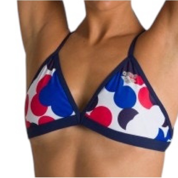 ARENA women’s USA dots tie back athletic bikini swim top size 30 NWT - Picture 1 of 7